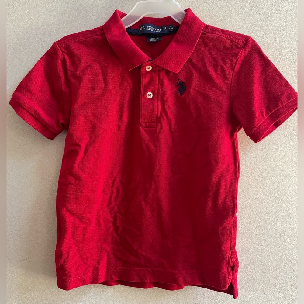 US Polo Assn Boys Red Polo Shirt size small